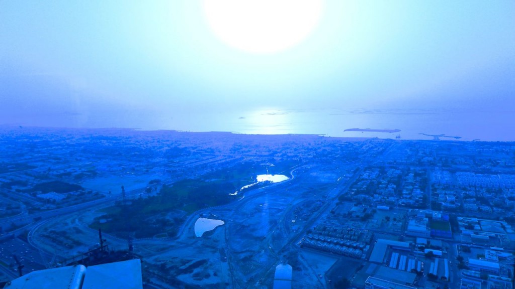 The sun sets, as seen from the Vault on the 68th floor