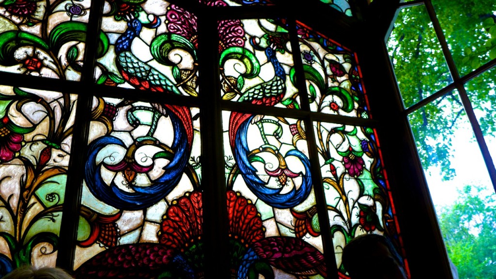 Stained glass peacocks