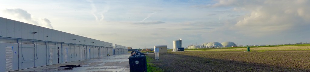 Anaerobic digestion plant in the distance