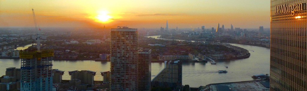 Sun sets over London town