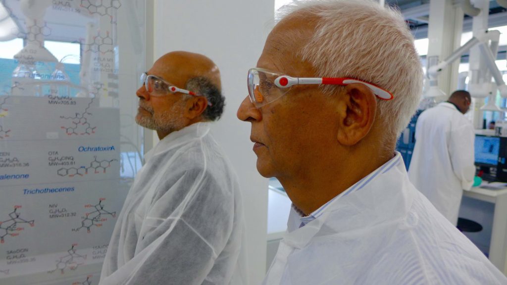 Prabhu Pingali (who heads the Tata-Cornell Agriculture & Nutrition Initiative) and Venkatesh Mannar of the Micronutrient Initiative at a Nestlé science centre outside Abidjan