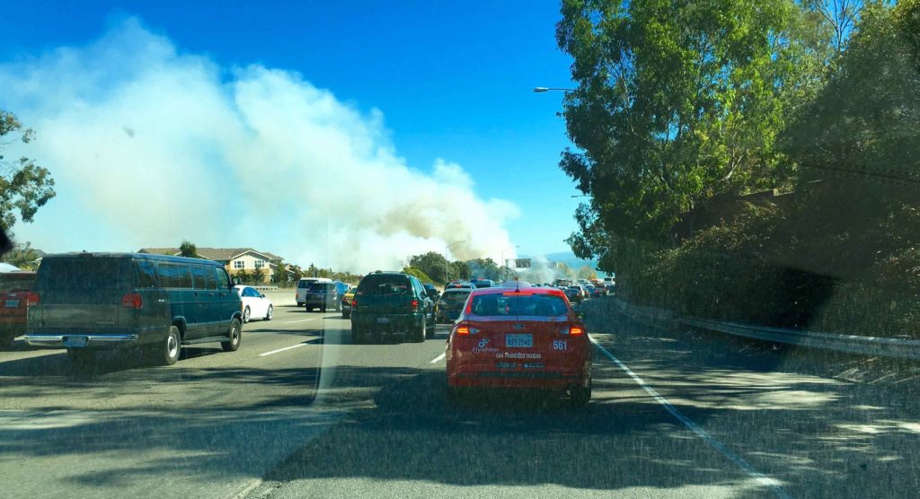 Car blaze en route to SFO airport
